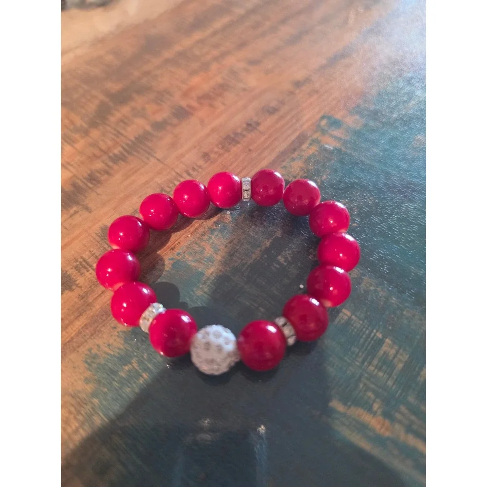 Premier Beaded Stretch Bracelet with Rhinestone Accents and Pave Disco Ball Bead